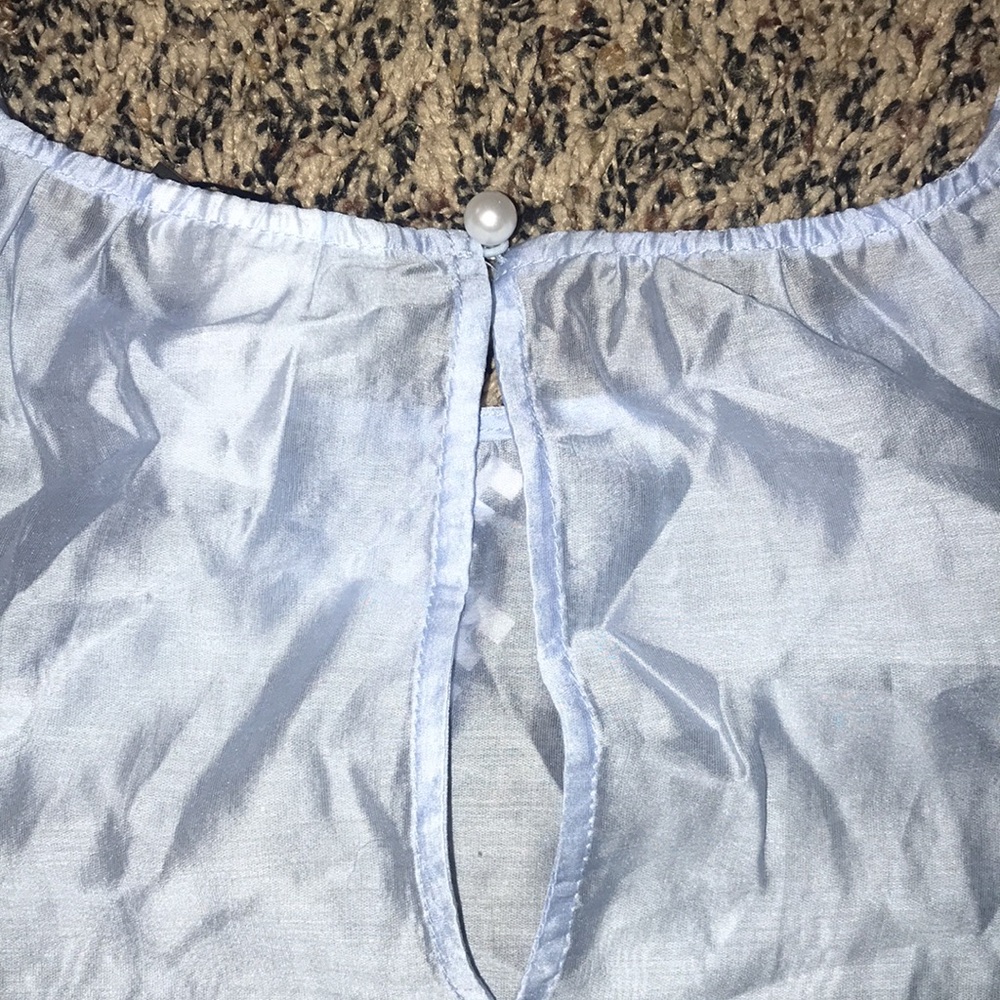 Future Collective Bohemian Sheer Balloon Blue Puff Sleeve Blouse | NWT - Picture 11 of 14